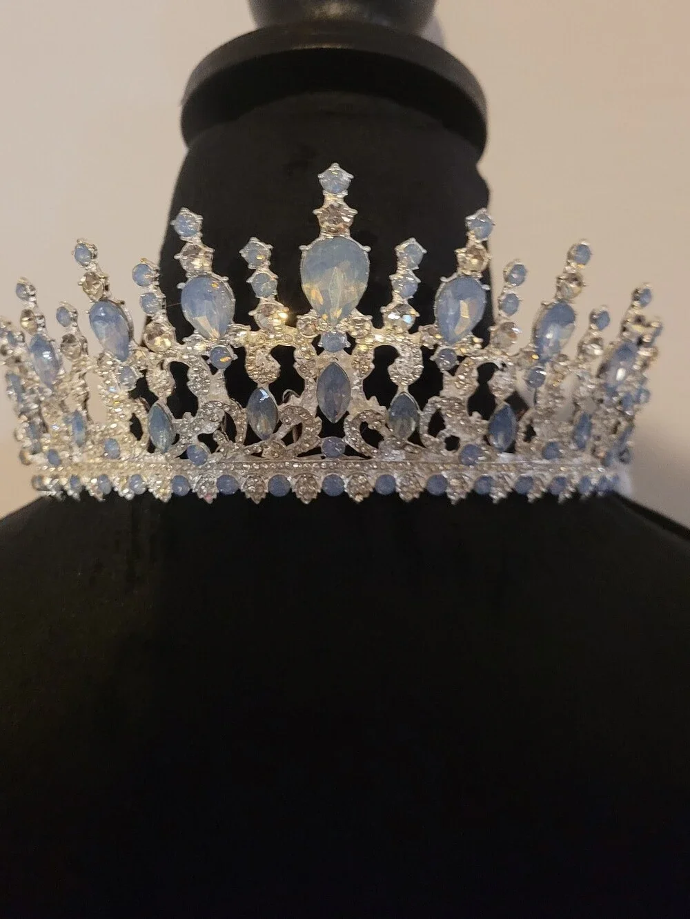 Crystal Tiara Crown with Pale Opal Accents And Rhinestones,